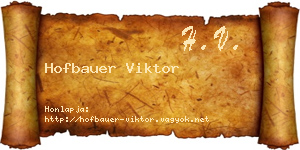 Hofbauer Viktor névjegykártya